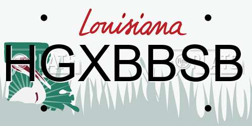 HGXBBSB Louisiana License Plate