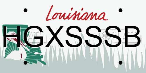 HGXSSSB Louisiana License Plate