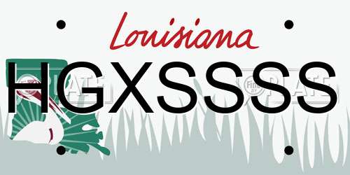 HGXSSSS Louisiana License Plate