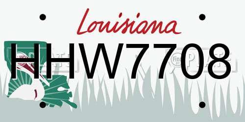 HHW7708 Louisiana License Plate