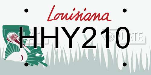 HHY210 Louisiana License Plate