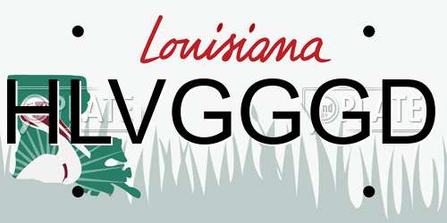 HLVGGGD Louisiana License Plate