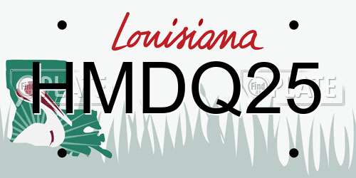 HMDQ25 Louisiana License Plate