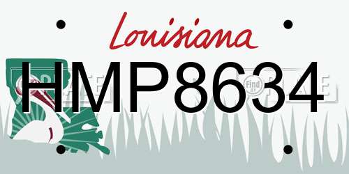 HMP8634 Louisiana License Plate