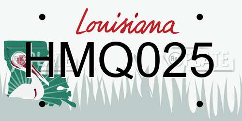 HMQ025 Louisiana License Plate