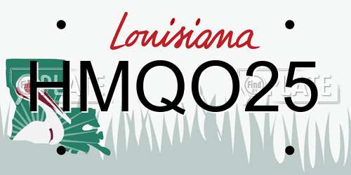 HMQO25 Louisiana License Plate