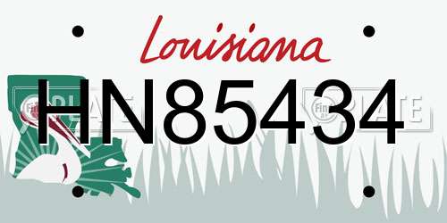 HN85434 Louisiana License Plate