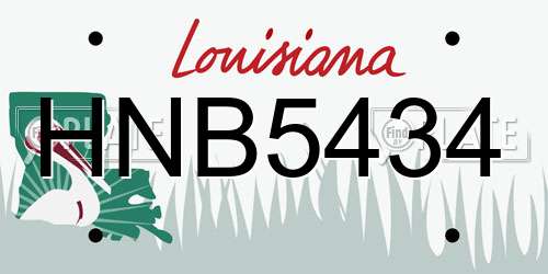 HNB5434 Louisiana License Plate