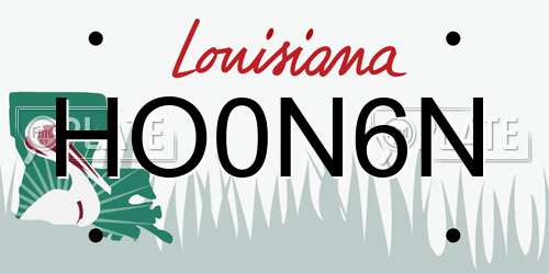 HO0N6N Louisiana License Plate