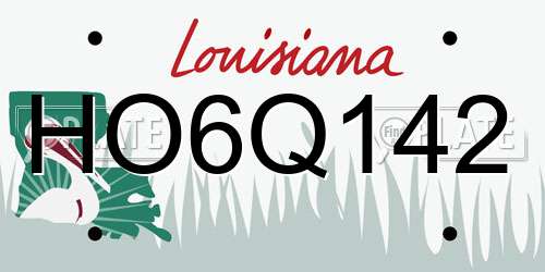 HO6Q142 Louisiana License Plate