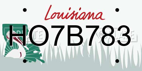 HO7B783 Louisiana License Plate
