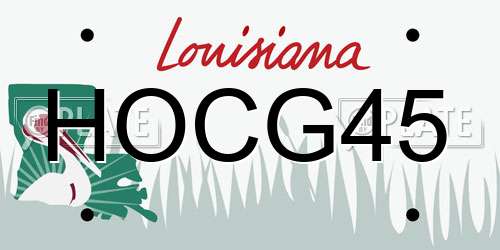 HOCG45 Louisiana License Plate