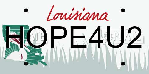 HOPE4U2 Louisiana License Plate