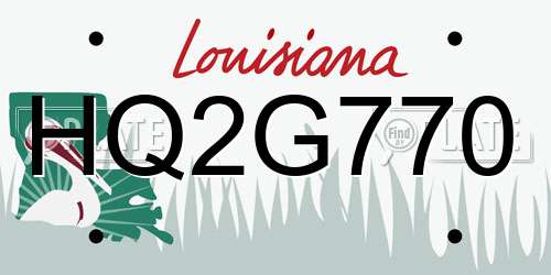 HQ2G770 Louisiana License Plate