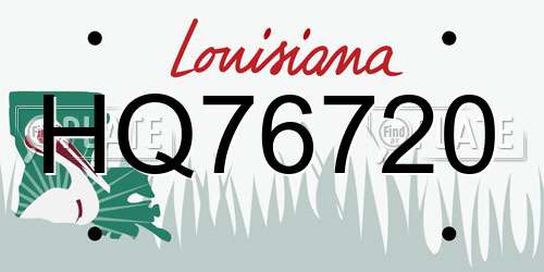HQ76720 Louisiana License Plate