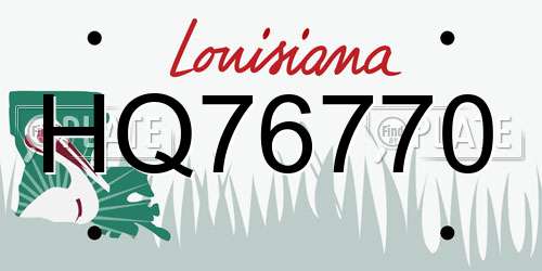 HQ76770 Louisiana License Plate