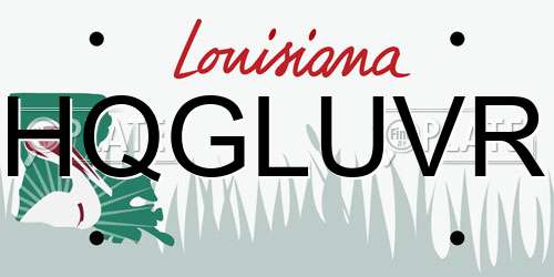 HQGLUVR Louisiana License Plate