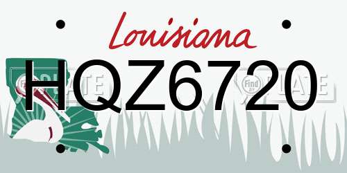 HQZ6720 Louisiana License Plate