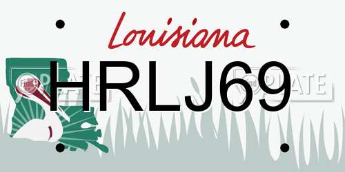 HRLJ69 Louisiana License Plate