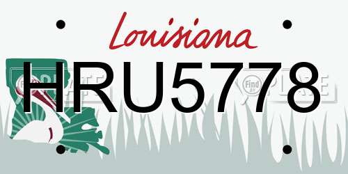 HRU5778 Louisiana License Plate