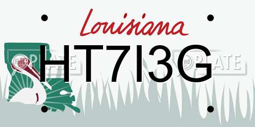 HT7I3G Louisiana License Plate