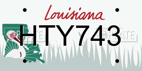 HTY743 Louisiana License Plate