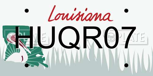 HUQR07 Louisiana License Plate