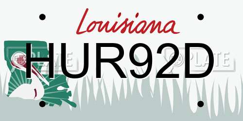 HUR92D Louisiana License Plate