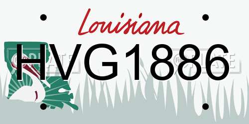 HVG1886 Louisiana License Plate