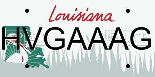 HVGAAAG Louisiana License Plate