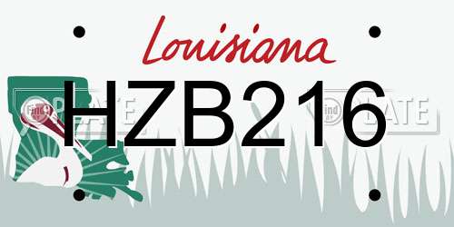 HZB216 Louisiana License Plate
