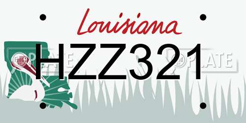 HZZ321 Louisiana License Plate