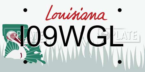 I09WGL Louisiana License Plate