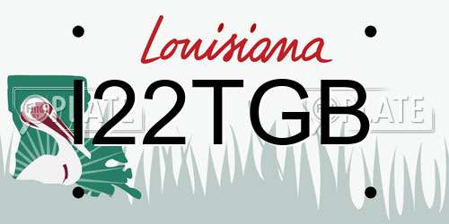 I22TGB Louisiana License Plate