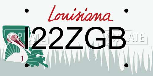 I22ZGB Louisiana License Plate