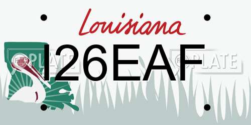 I26EAF Louisiana License Plate