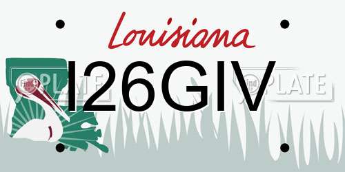 I26GIV Louisiana License Plate