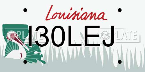 I30LEJ Louisiana License Plate