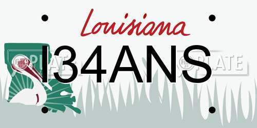 I34ANS Louisiana License Plate