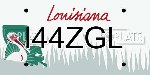 I44ZGL Louisiana License Plate