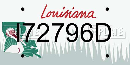 I72796D Louisiana License Plate