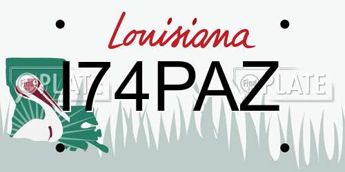 I74PAZ Louisiana License Plate
