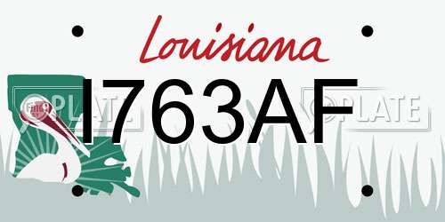 I763AF Louisiana License Plate