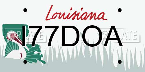I77DOA Louisiana License Plate