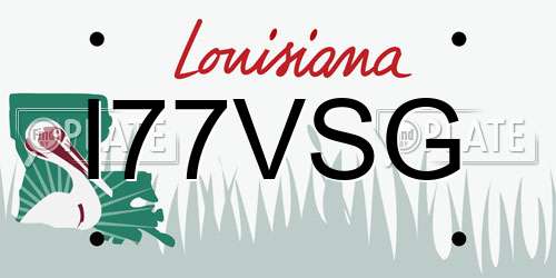 I77VSG Louisiana License Plate