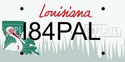 I84PAL Louisiana License Plate