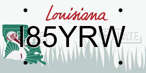 I85YRW Louisiana License Plate