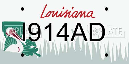 I914AD Louisiana License Plate