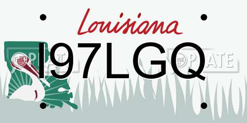 I97LGQ Louisiana License Plate