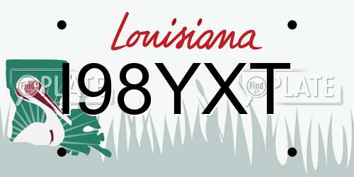 I98YXT Louisiana License Plate